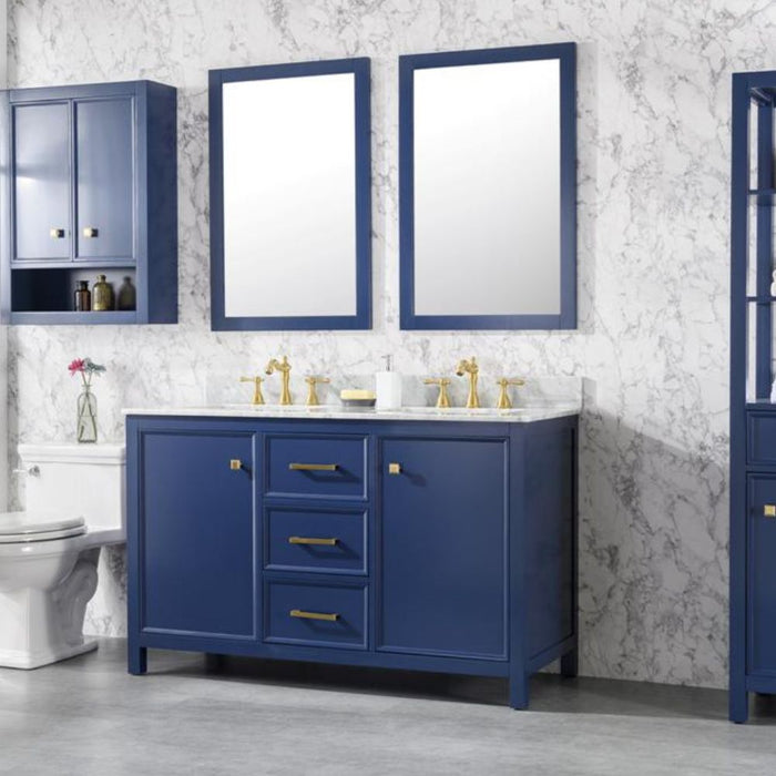 Gardner 54" Modern Double Sink Bathroom Vanity Pewter Green Finish Blue Stone Top with Storage Cabinet and Drawers