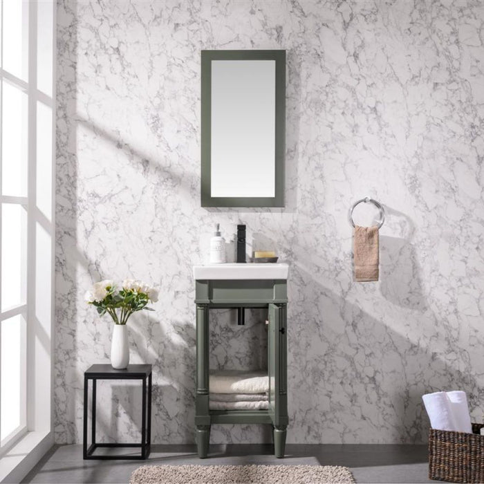 Aurora 18" Pewter Green Ceramic Sink Vanity – Space-Saving Bathroom Storage