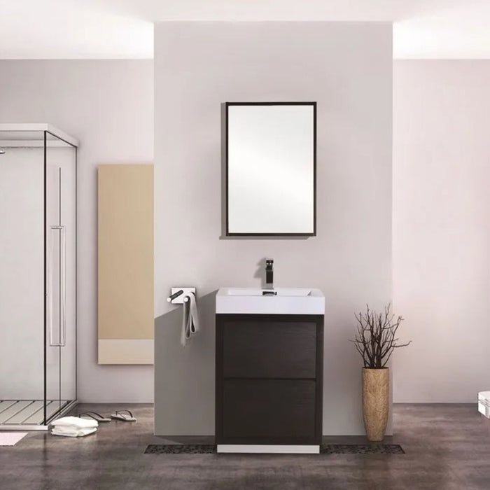 Mora 24" Black Composite Sink Bathroom Vanity – Modern Free Standing with Push-Open Storage