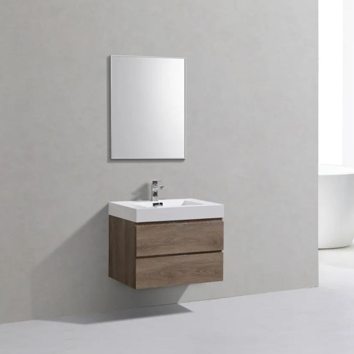 Bliss 30" Butternut Wall Mount Modern Bathroom Vanity