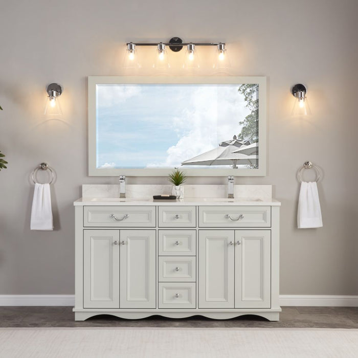 Eline 60" Silver Strand Finish Bathroom Vanity - Solid Wood Single Sink with Undermounted Basin