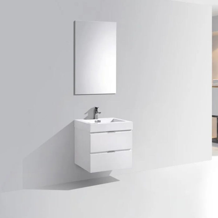 Abrosia 24" High Gloss White Wall Mount Bathroom Vanity - European Soft-Close Hardware & Acrylic Sink