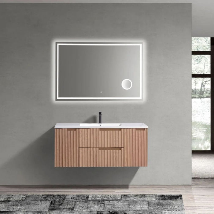 FIORE 48'' Single Sink Wall Mount Cabinet - Oak Wood
