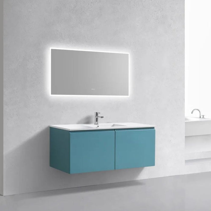 Mandell 48" Teal Green Single Sink Bathroom Vanity – Modern Wall Mount Floating Vanity with Acrylic Composite Top