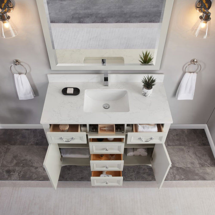 Oreille 48" Silver Strand Finish Bathroom Vanity Set with 1" Stone Countertop & Soft Close Hardware