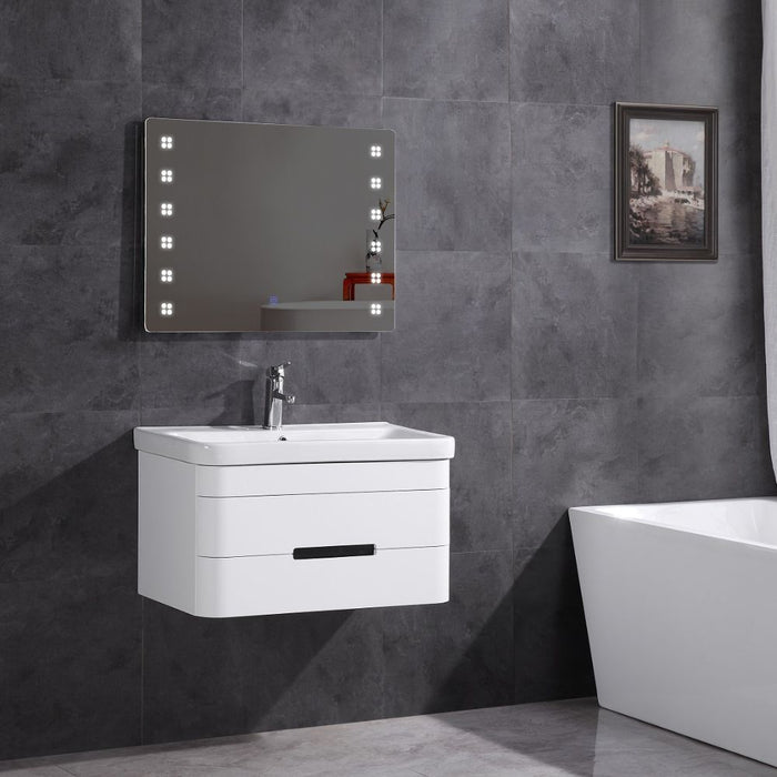 Remi 32" White PVC Single Bathroom Vanity – Modern Freestanding Vanity with LED Mirror & DTC Soft Close Hardware