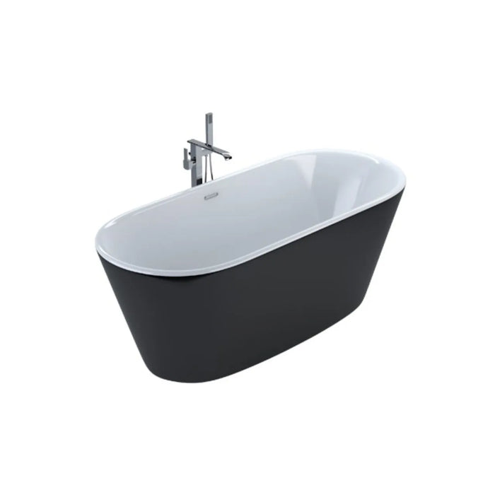 59-Inch Norwin Freestanding Acrylic Tub – White Finish with Black Accents