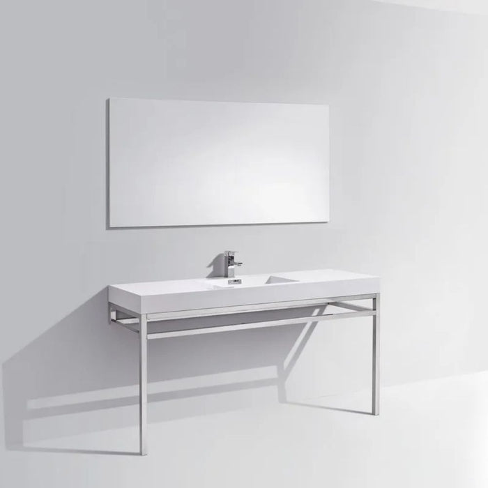 Haus 60" Single Sink Stainless Steel Console w/ White Acrylic Sink - Chrome