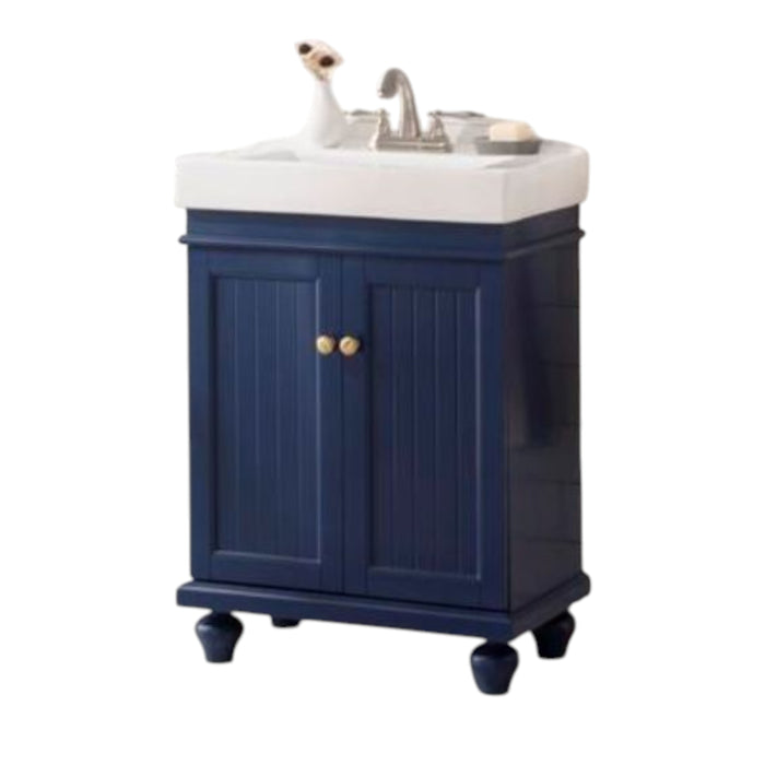 Bloom 24" Blue Sink Vanity - White Ceramic Top with Pre-Drilled Faucet Holes