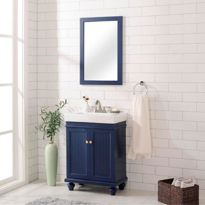 Bloom 24" Blue Sink Vanity - White Ceramic Top with Pre-Drilled Faucet Holes