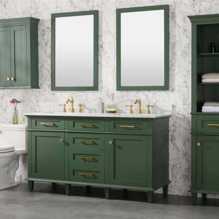 60" Caramay Green Double Vanity – Marble Top, Modern Bathroom Style