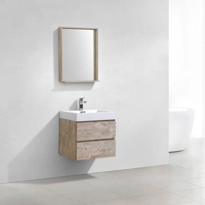 Bliss 24" Nature Wood Wall Mount Modern Bathroom Vanity