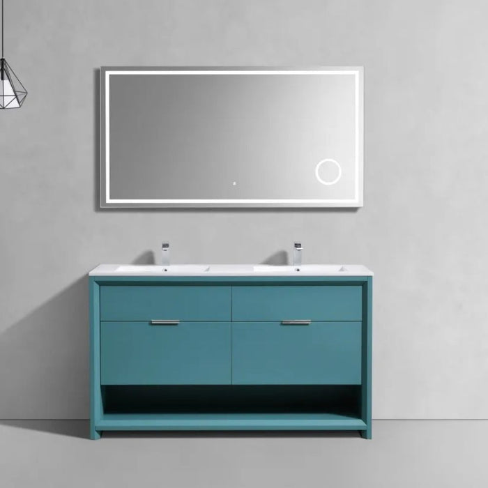 Salim 60" Teal Green MDF Double Sink Bathroom Vanity – Modern Style with Soft-Close Drawers