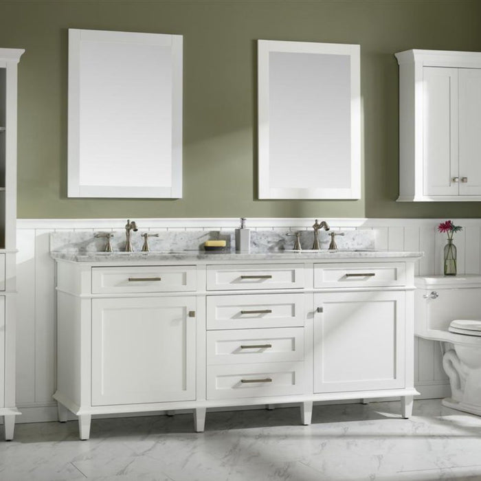 Ilene 72" Wood Double Vanity White – Sleek Design, Marble Countertop