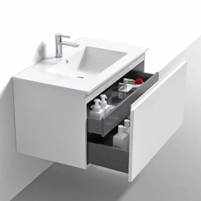 Lauren 36" Modern Wall Mounted Bathroom Vanity Gloss White – Contemporary Floating Design with Integrated Sink