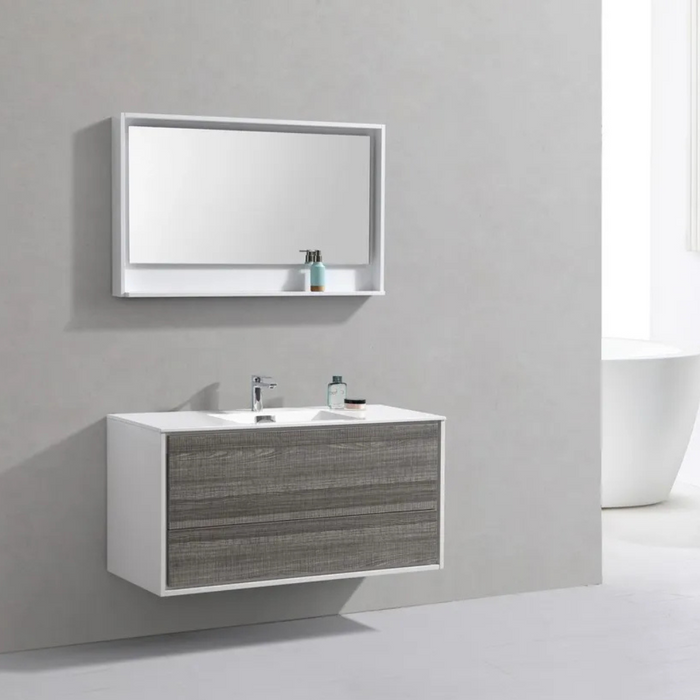 DeLusso 48" Single Sink  Ash Gray Wall Mount Modern Bathroom Vanity