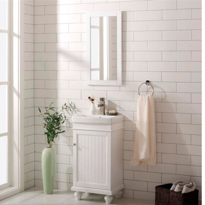 Beau 18" White Bathroom Vanity with Ceramic Sink and Top – Single Hole Faucet Mount
