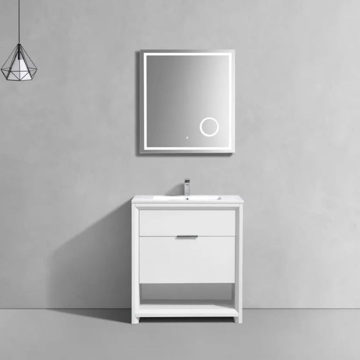 Idola 32" Gloss White Modern Bathroom Vanity – Fully Assembled Wall-Mount with Soft-Closing Storage
