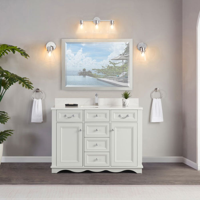 Edouard 48" Silver Strand Solid Wood Bathroom Vanity with Artificial Stone Top & Soft-Close Drawers