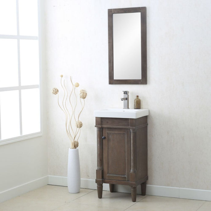 Belvoir 18" Weathered Gray Wood Bathroom Vanity – Space-Saving Design with Integrated White Porcelain Sink