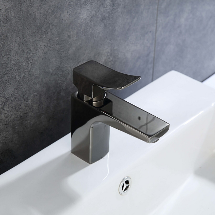 UPC Brass Bathroom Nirrah Faucet Glossy Black Elite w/ Drain