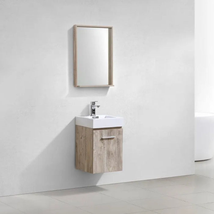 Joey 16" Nature Wood Compact Wall Mount Bathroom Vanity – Modern Design with Integrated Acrylic Sink