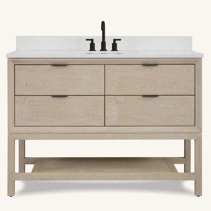 Parkson 48" Whitewashed Oak Single Bathroom Vanity – Contemporary Leg Style with 2-Drawer Storage