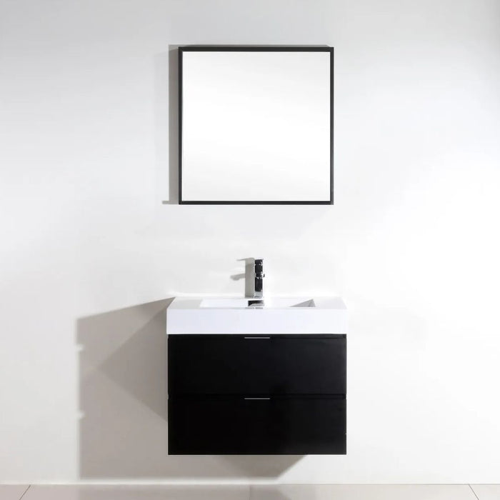 Devona 30" Black Modern Wall Mount Bathroom Vanity – Marine Veneer Construction with European Hardware