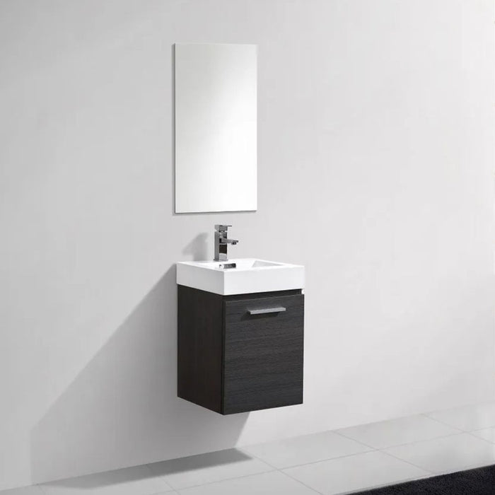 Jody 16" Gray Oak Wall Mount Modern Vanity – Compact Bathroom Vanity with Acrylic Sink