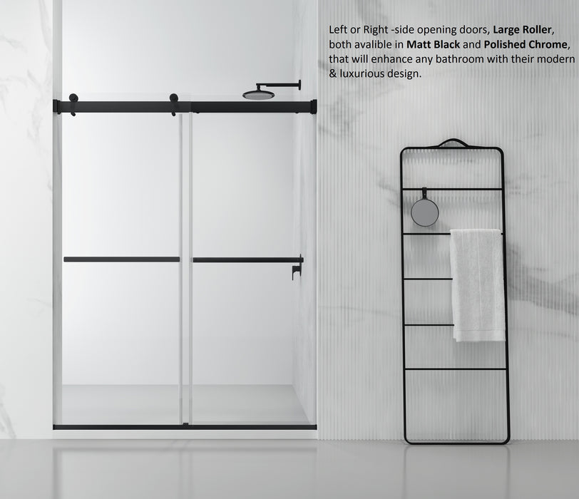 Spezia 60" W x 76" H Double Sliding Frameless Shower Door in Matte Black