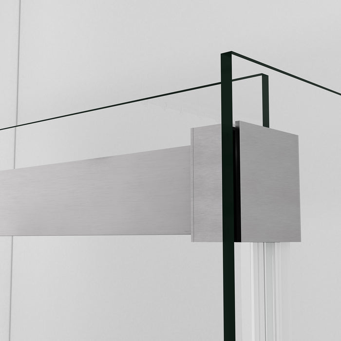 56 Inch Lyra Sliding Shower Enclosure – Frameless Brushed Nickel Double Doors
