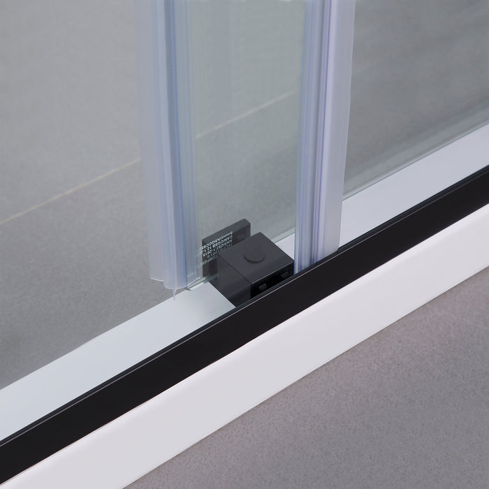 Frameless Sliding Shower Enclosure – 56"W Moonstone Matte Black Double Glass Doors