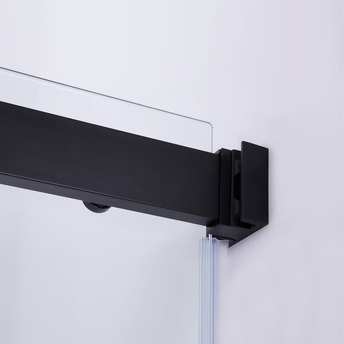 Frameless Sliding Shower Enclosure – 56"W Moonstone Matte Black Double Glass Doors