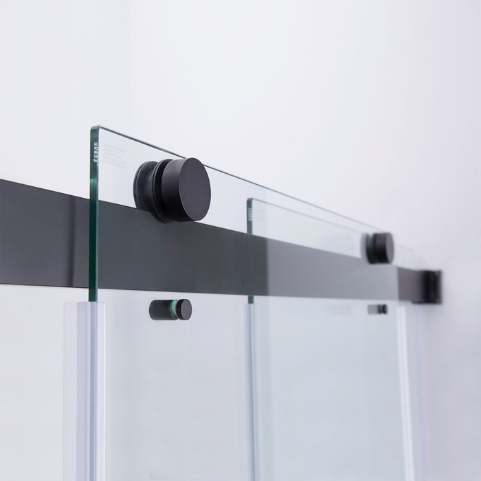 Frameless Sliding Shower Enclosure – 56"W Moonstone Matte Black Double Glass Doors