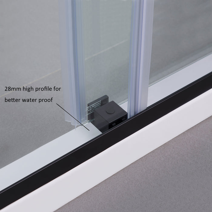 Frameless Sliding Shower Enclosure – 56"W Moonstone Matte Black Double Glass Doors