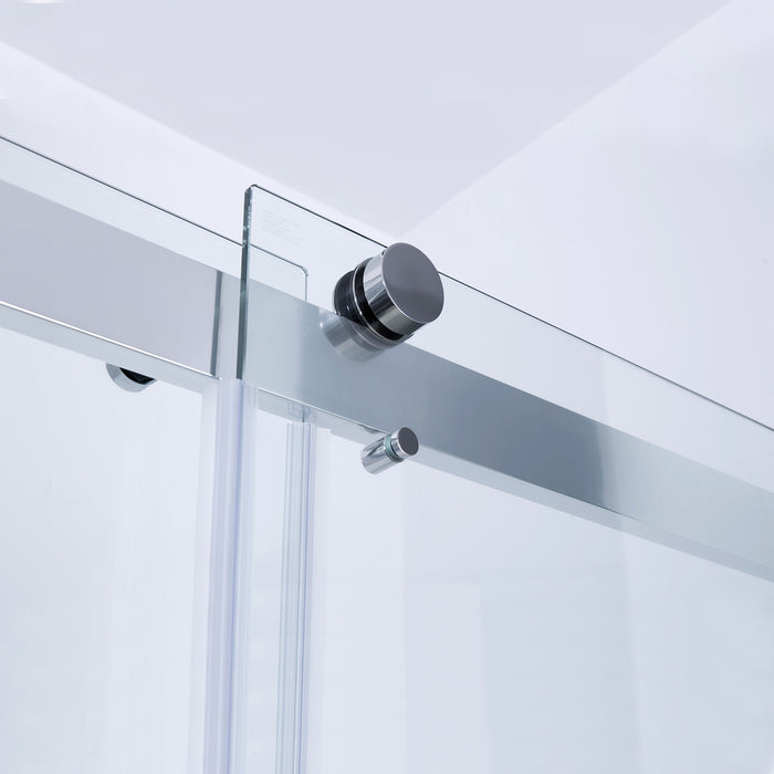 56-Inch Morpheus Polished Chrome Shower Enclosure – Double Sliding Frameless Glass Door