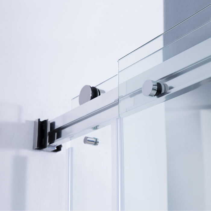 56-Inch Morpheus Polished Chrome Shower Enclosure – Double Sliding Frameless Glass Door
