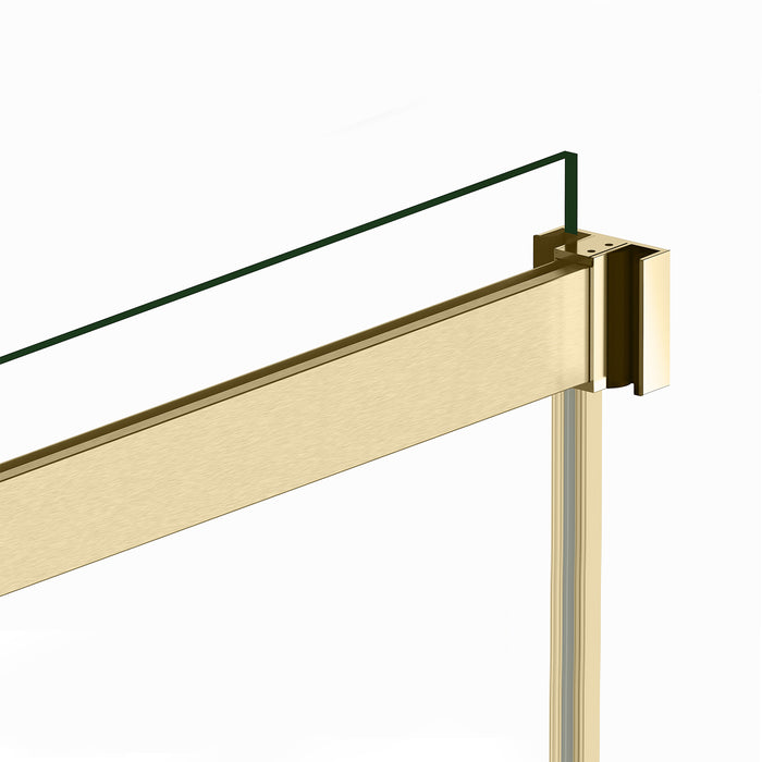 Spezia 60" W x 76" H Double Sliding Frameless Shower Door in Brushed Gold
