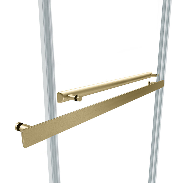 Spezia 60" W x 76" H Double Sliding Frameless Shower Door in Brushed Gold