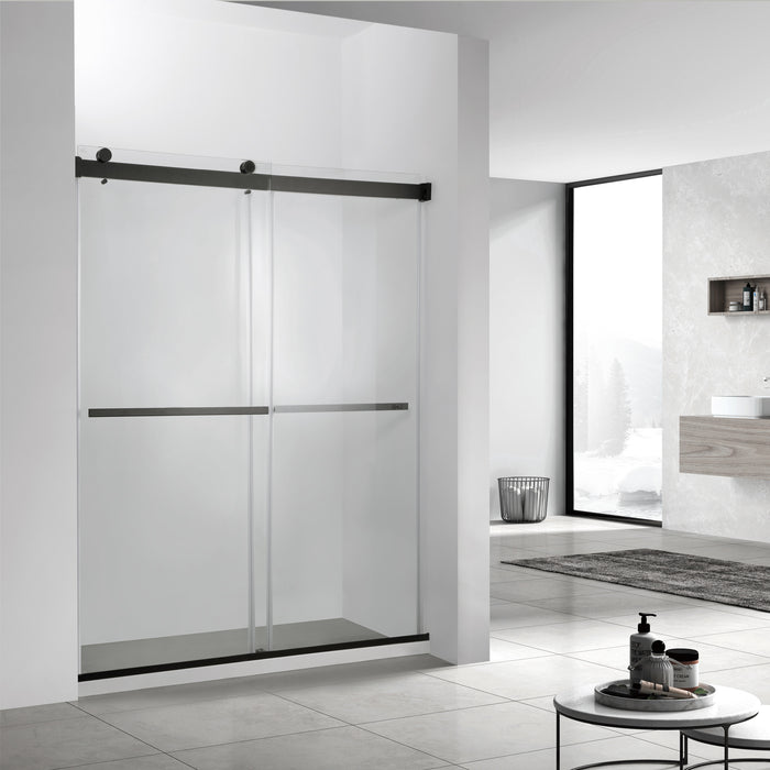 Spezia 60" W x 76" H Double Sliding Frameless Shower Door in Matte Black