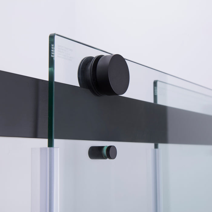 Spezia 60" W x 76" H Double Sliding Frameless Shower Door in Matte Black