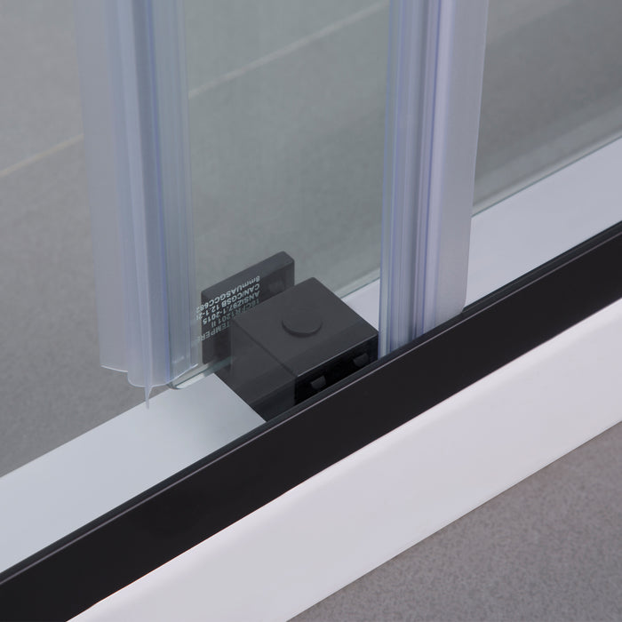 Spezia 60" W x 76" H Double Sliding Frameless Shower Door in Matte Black
