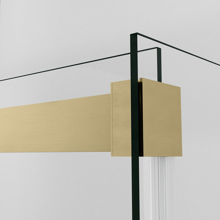 Spezia 60" W x 76" H Rectangle Double Sliding Frameless Shower Enclosure in Brushed Gold