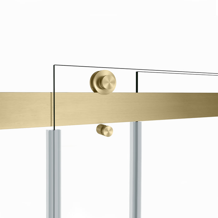 Spezia 60" W x 76" H Rectangle Double Sliding Frameless Shower Enclosure in Brushed Gold