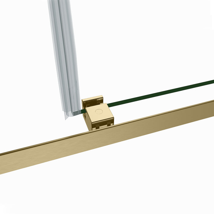 Spezia 60" W x 76" H Rectangle Double Sliding Frameless Shower Enclosure in Brushed Gold