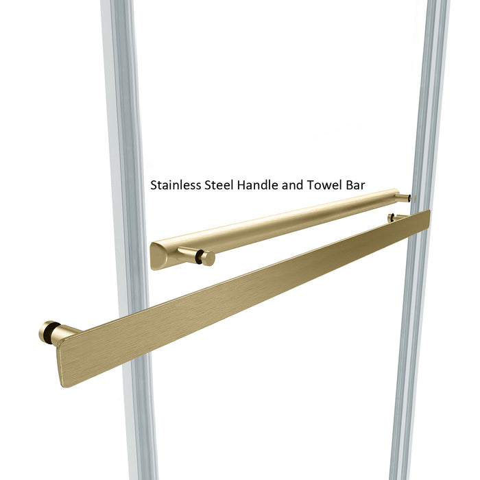 Spezia 60" W x 76" H Rectangle Double Sliding Frameless Shower Enclosure in Brushed Gold