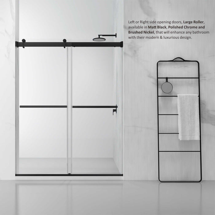 Spezia 60" W x 76" H Rectangle Double Sliding Frameless Shower Enclosure in Brushed Nickel