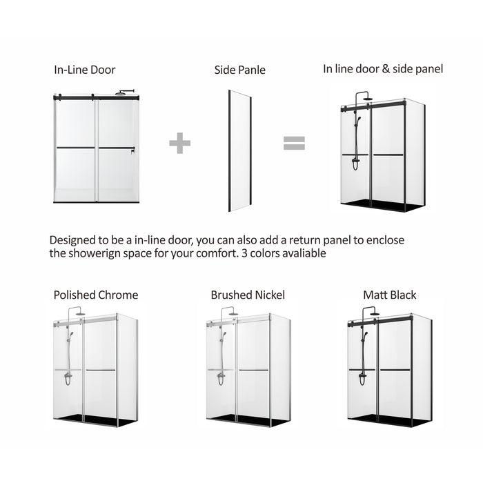 Spezia 60" W x 76" H Rectangle Double Sliding Frameless Shower Enclosure in Brushed Nickel
