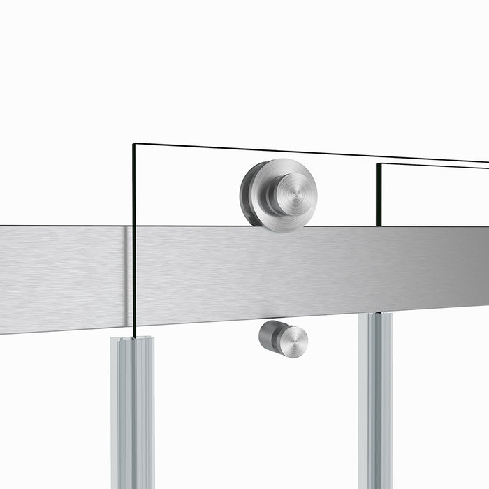 Spezia 60" W x 76" H Rectangle Double Sliding Frameless Shower Enclosure in Brushed Nickel