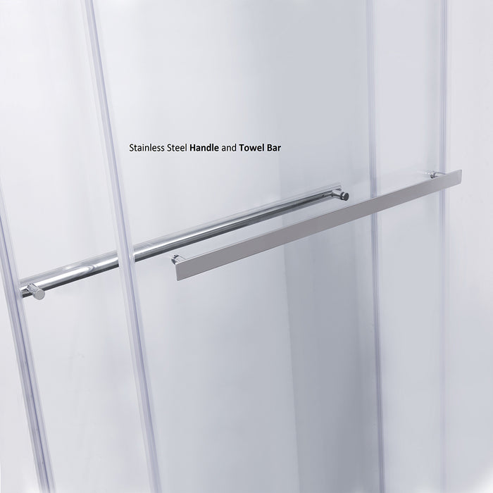 Spezia 60" W x 76" H Rectangle Double Sliding Frameless Shower Enclosure in Polished Chrome